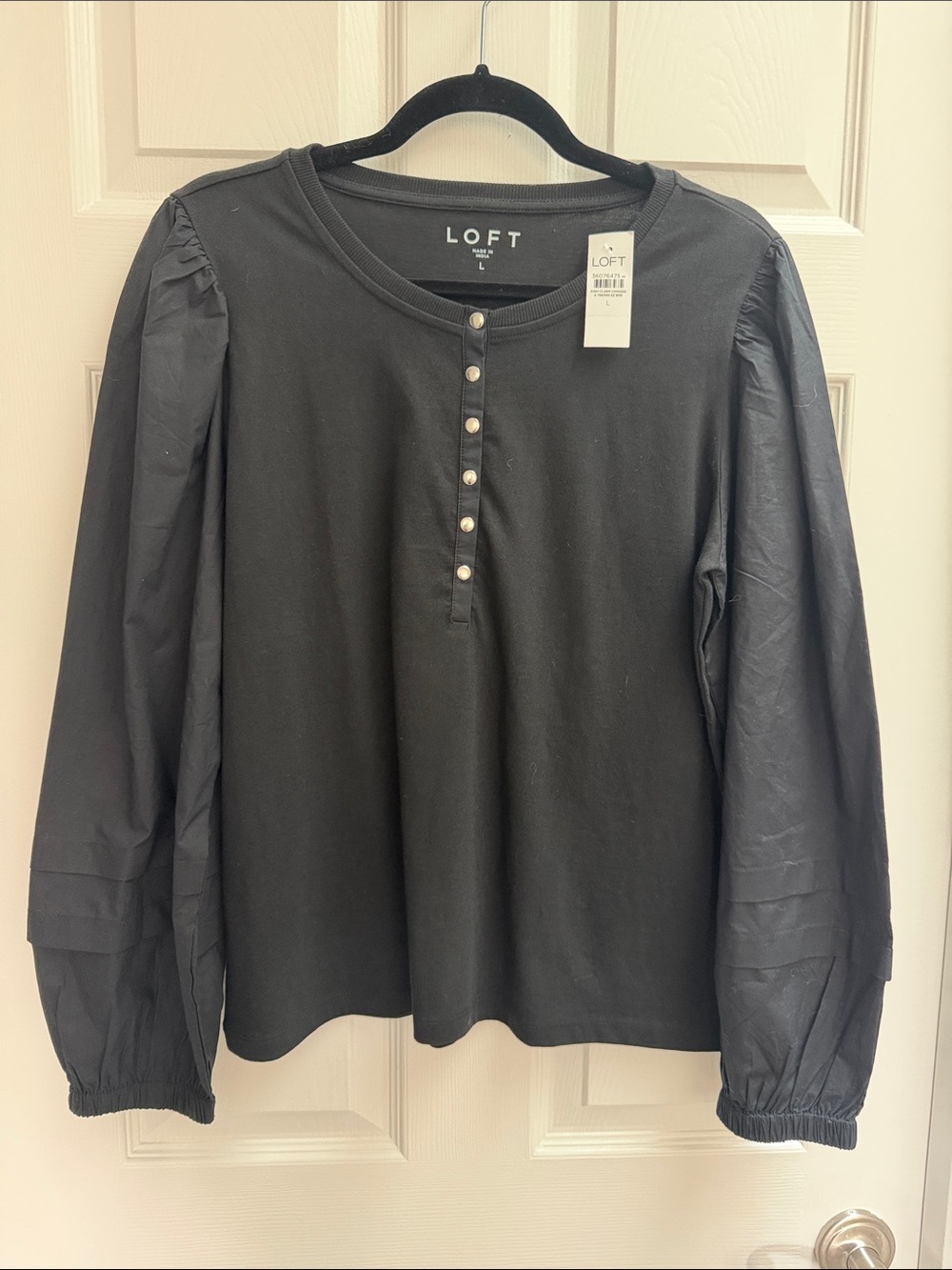 LOFT Black Button-Up Blouse